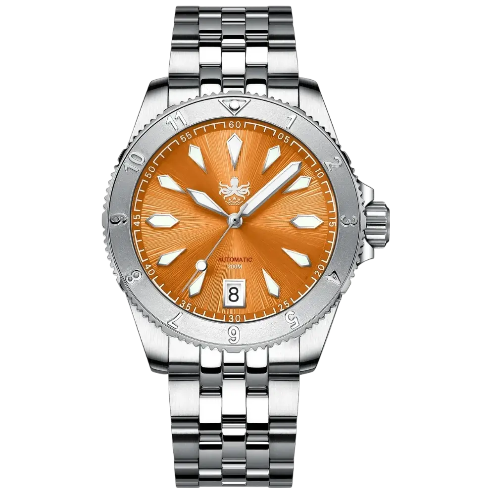 PHOIBOS Voyager 200M Automatic Diver Watch Dial Sunray Orange PY026G