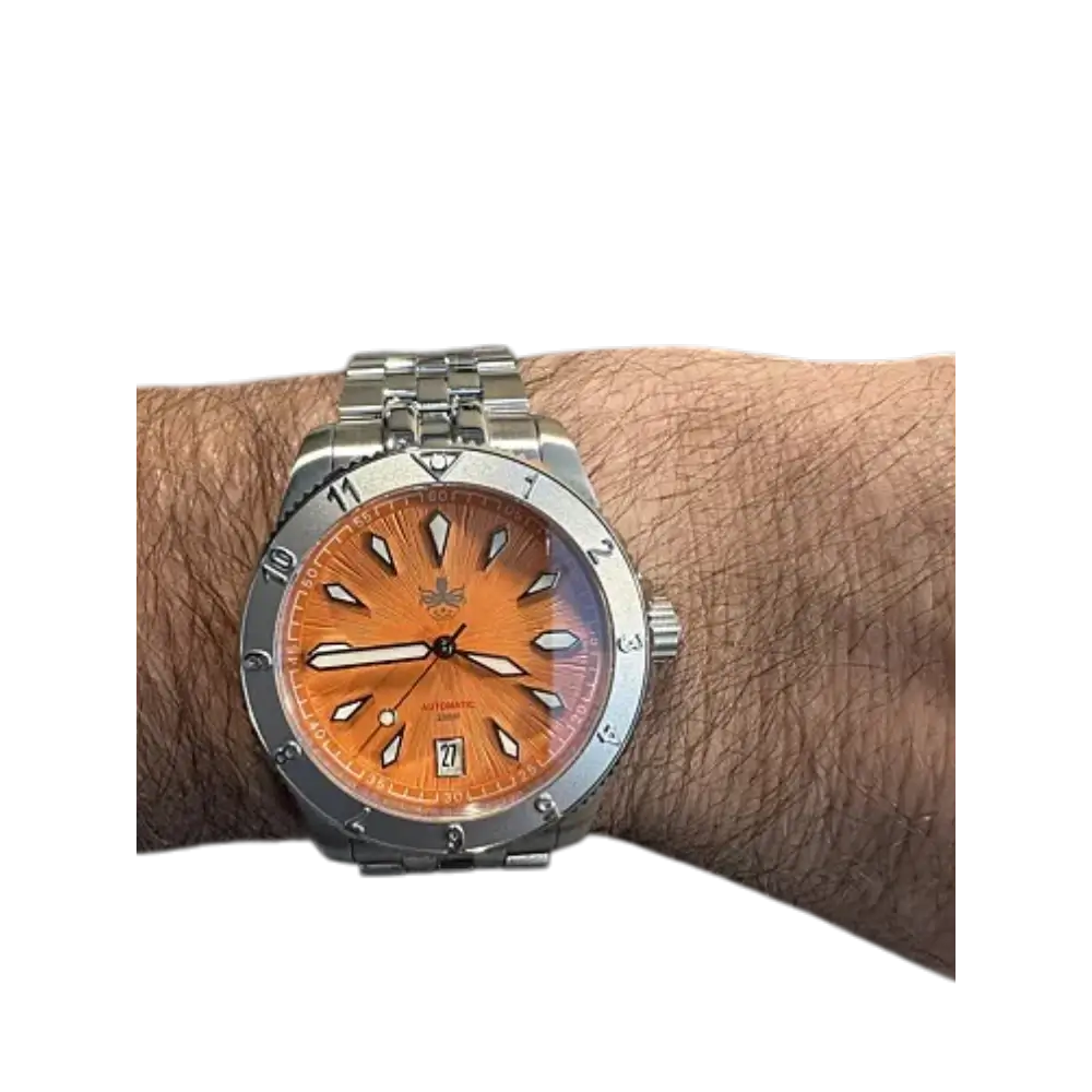 PHOIBOS Voyager 200M Automatic Dive Watch Dial Sunray Orange PY026G - Image 7