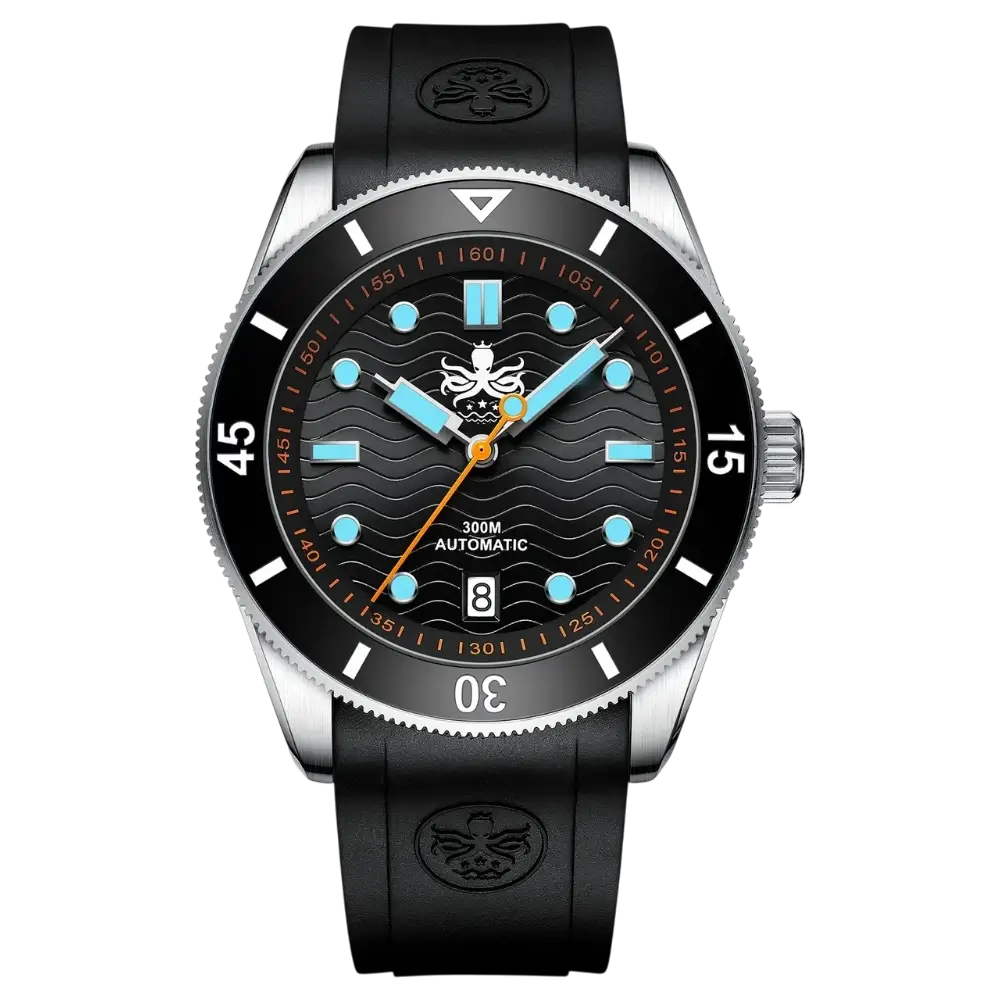 Phoibos Wave Master 300m Automatic Diver Watch Dial Black PY010CR