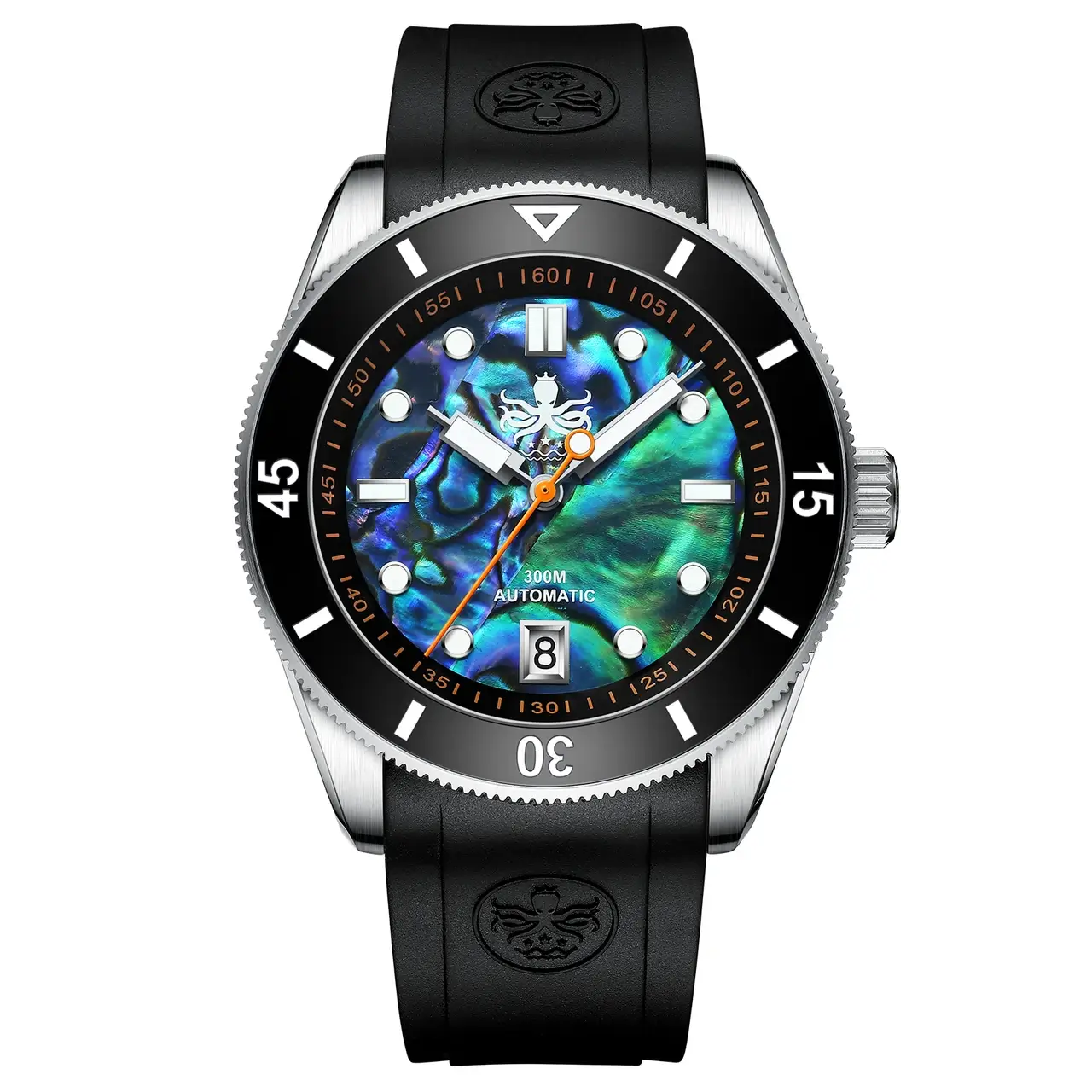 Phoibos Wave Master 300m Automatic Diver Watch Dial Abalone Shell PY010ER