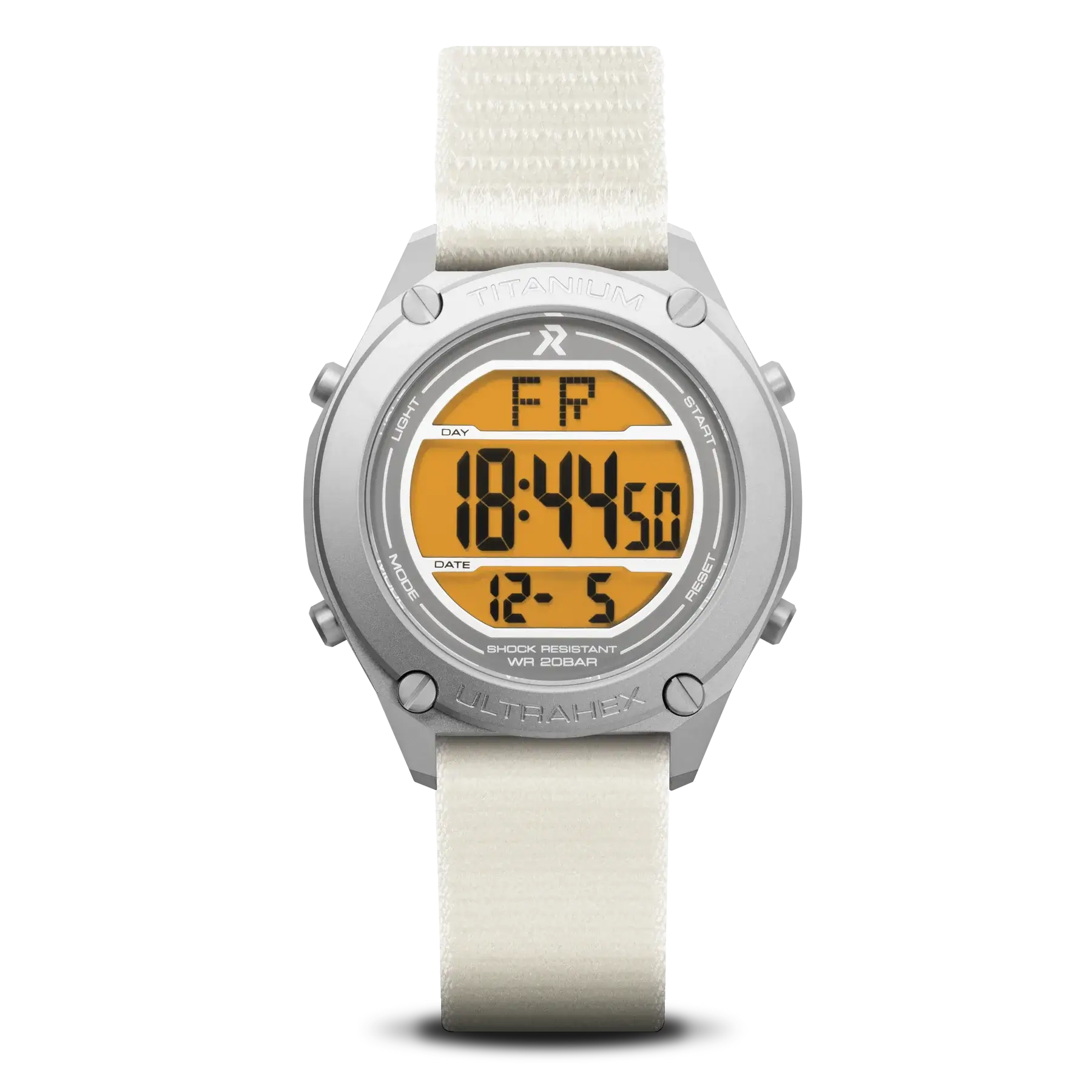 RZE Watch UTD-8000-GR Titanium 200m Diver Digital Watch Titanium White