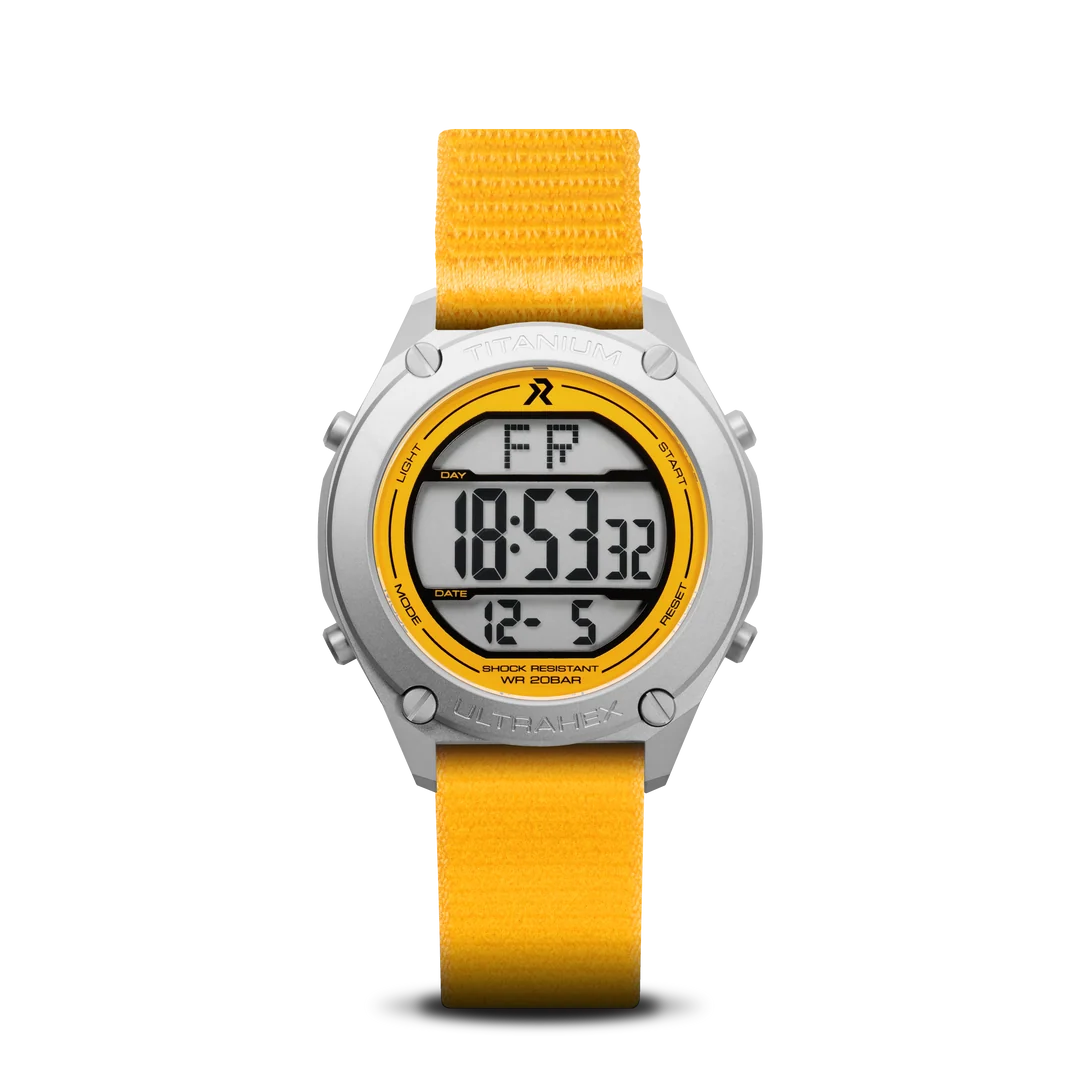 RZE Watch UTD-8000-MY Titanium 200m Diver Digital Watch Yellow MY