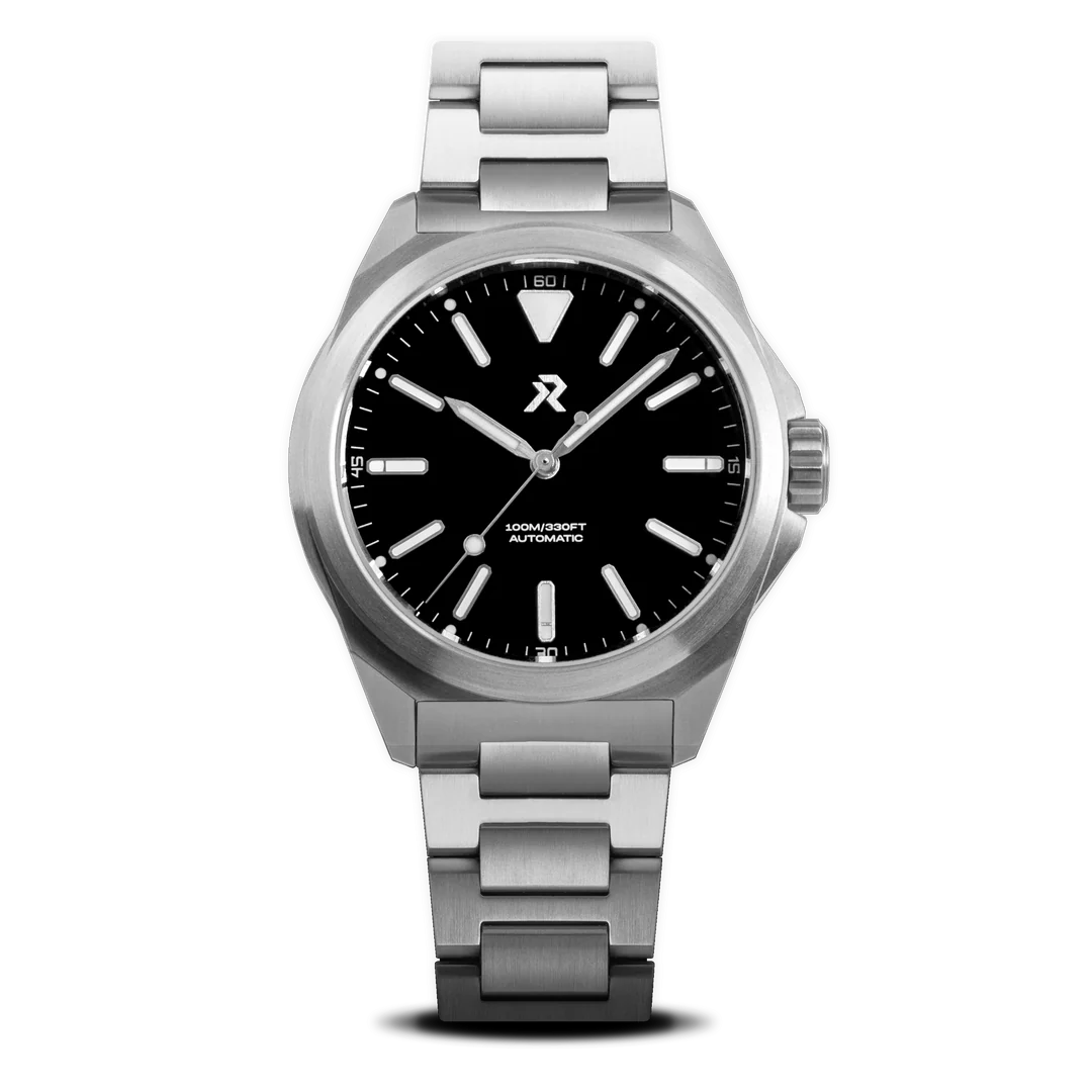 RZE titanium watch case and Bracelet RESOLUTE Jet Black Enamel